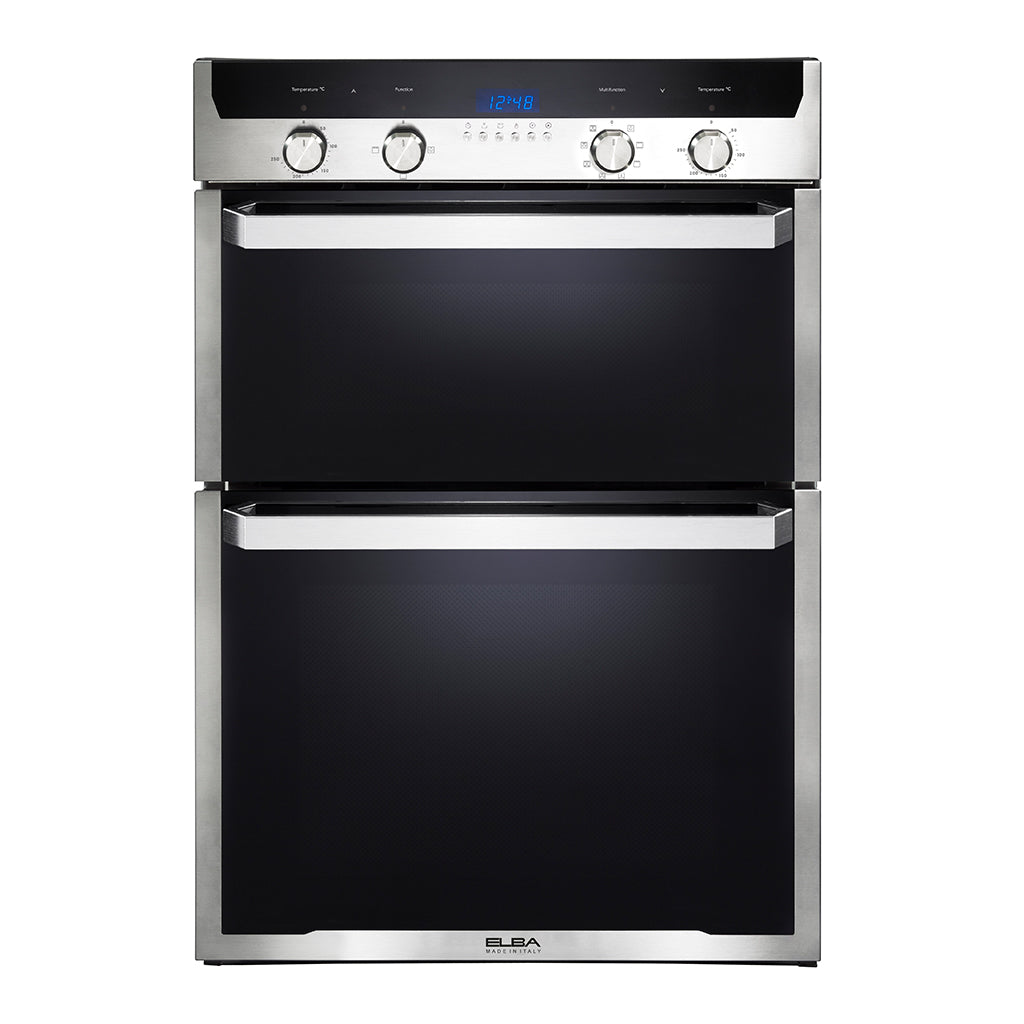 ELBA ELIO 60CM MULTIFUNCTION ELECTRIC DOUBLE OVEN-STAINLESS STEEL AND BLACK GLASS FINISH 02/ELIO 800D