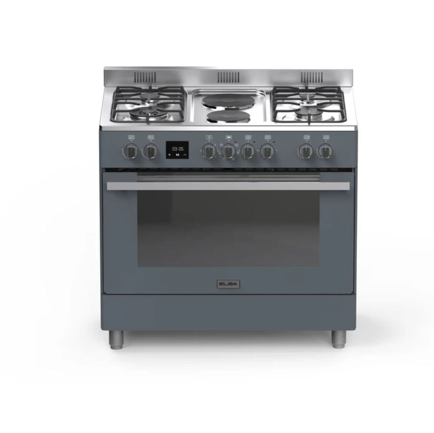 Elba 90cm Slate Grey 4 Gas 2 Electric Plate Gas Electric Freestanding Cooker – 04/9S4EX737SG