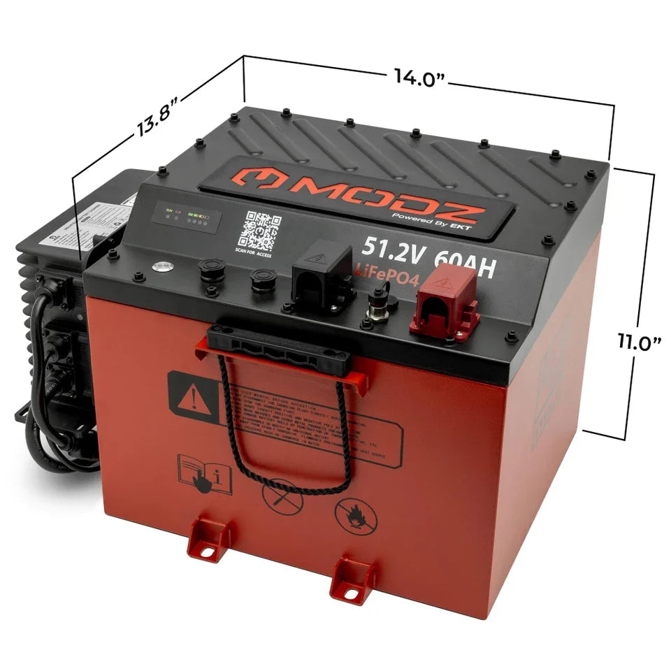 MODZ® Universal 48V (51.2V) 60Ah Nano Lithium Golf Cart Battery Bundle