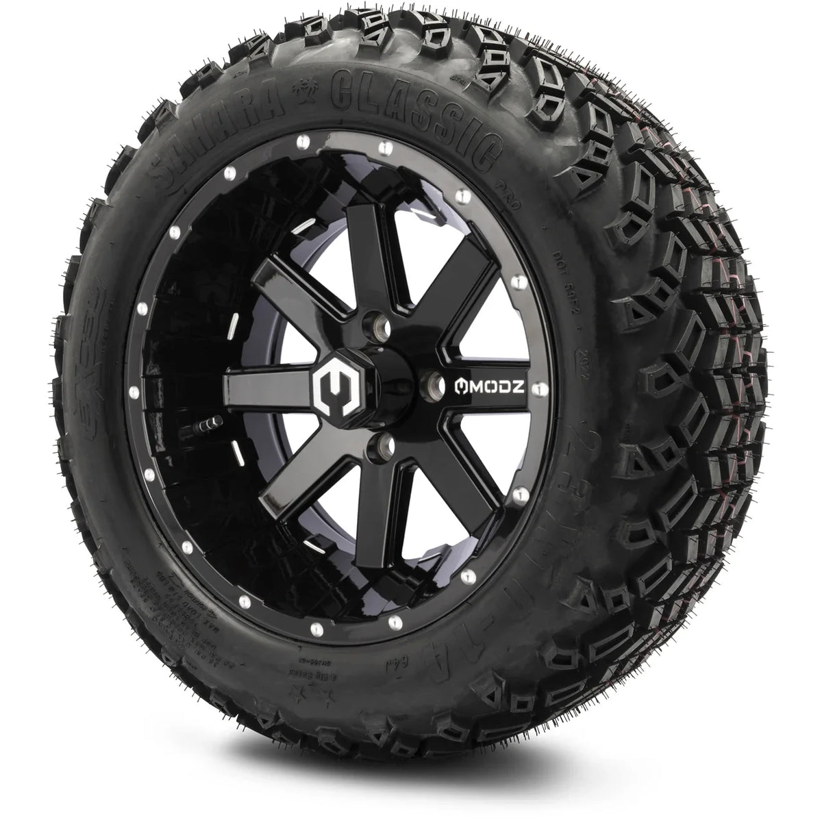 MODZ® 14" Assault Glossy Black Ball Mill – Lifted Tires & Wheels Combo