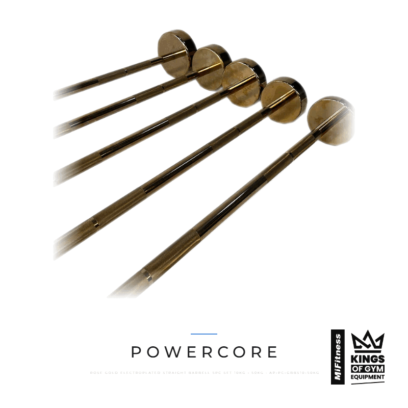 Powercore Rose Gold Electroplated Straight Barbell 5pc Set (10kg - 50kg) (3 Year Warranty) - Image 2