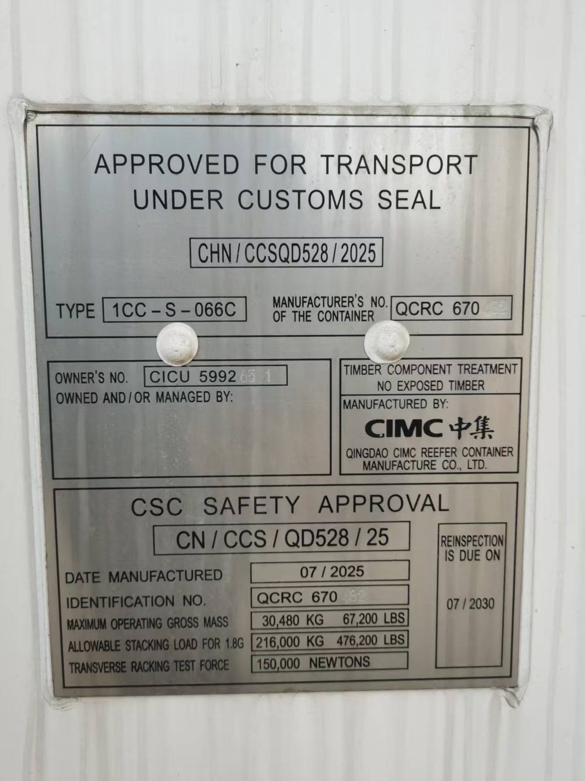 6m/20ft Refrigerated Shipping Container