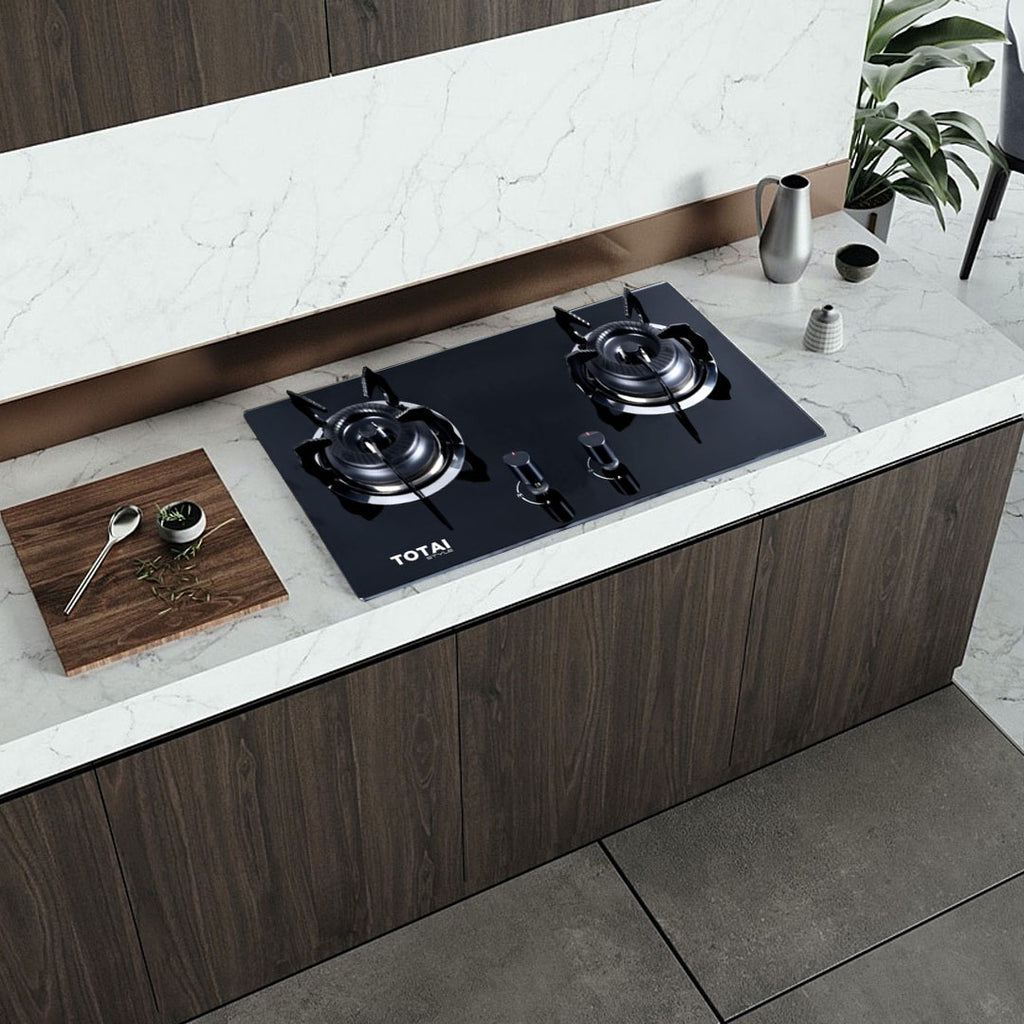 TOTAI 26/GOG2BNR Gas-on-Glass Hob Black