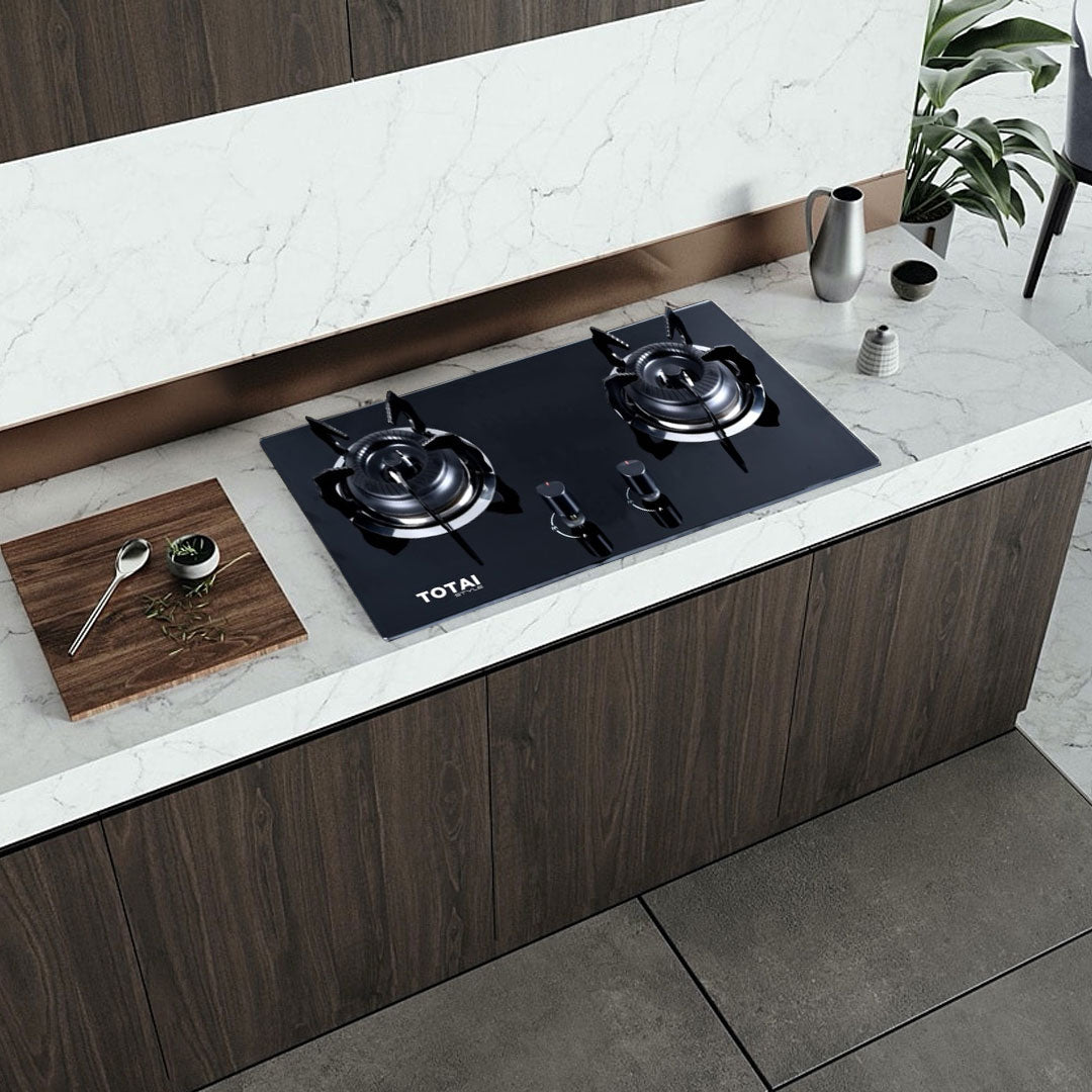 TOTAI 26/GOG2BNR Gas-on-Glass Hob Black