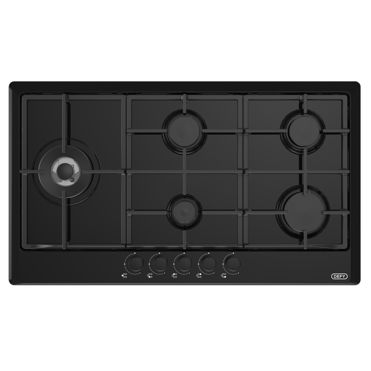 Defy DHG128 Gas Hob 90cm 5-Burner Gemini Black