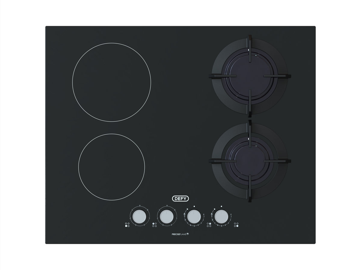 Defy DHG606 Hybrid Hob 65cm 2-Gas 2-Electric