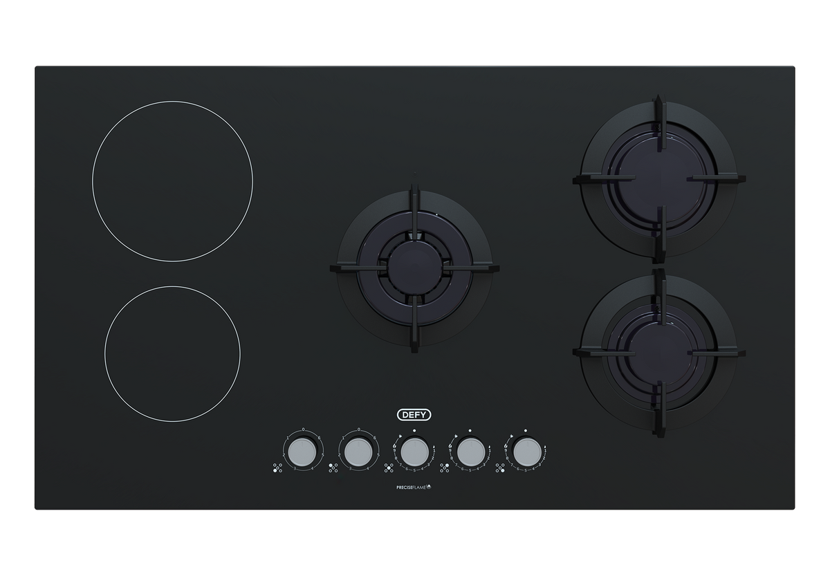 Defy DHG902 Hybrid Hob 90cm 3-Gas 2-Electric