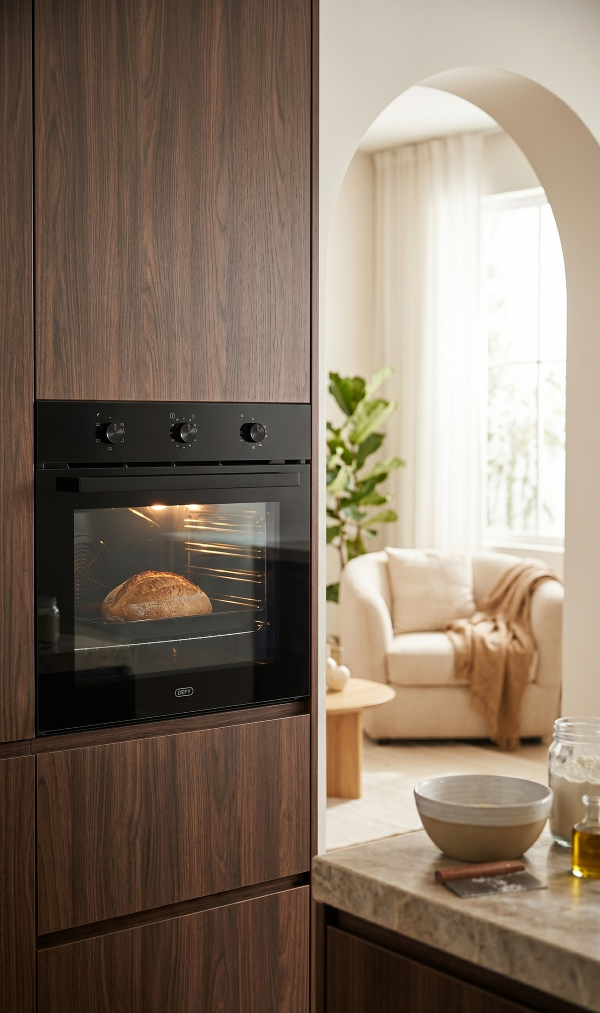 DEFY Slimline 600 Eye Level Black Glass Static Oven DBO483E