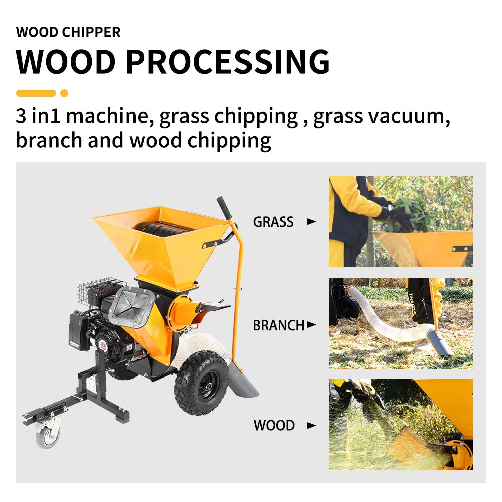 7 HP 3-in-1 Petrol Wood Chipper, Shredder and Garden Vacuum – 50 mm Capacity - Image 2