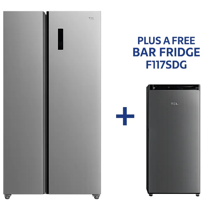 TCL P774SBGWD 578L No Frost Side-by-Side Fridge with Free Bar Fridge