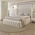 Luxury Velvet Gas-Lift Storage Bed – High Wingback Headboard