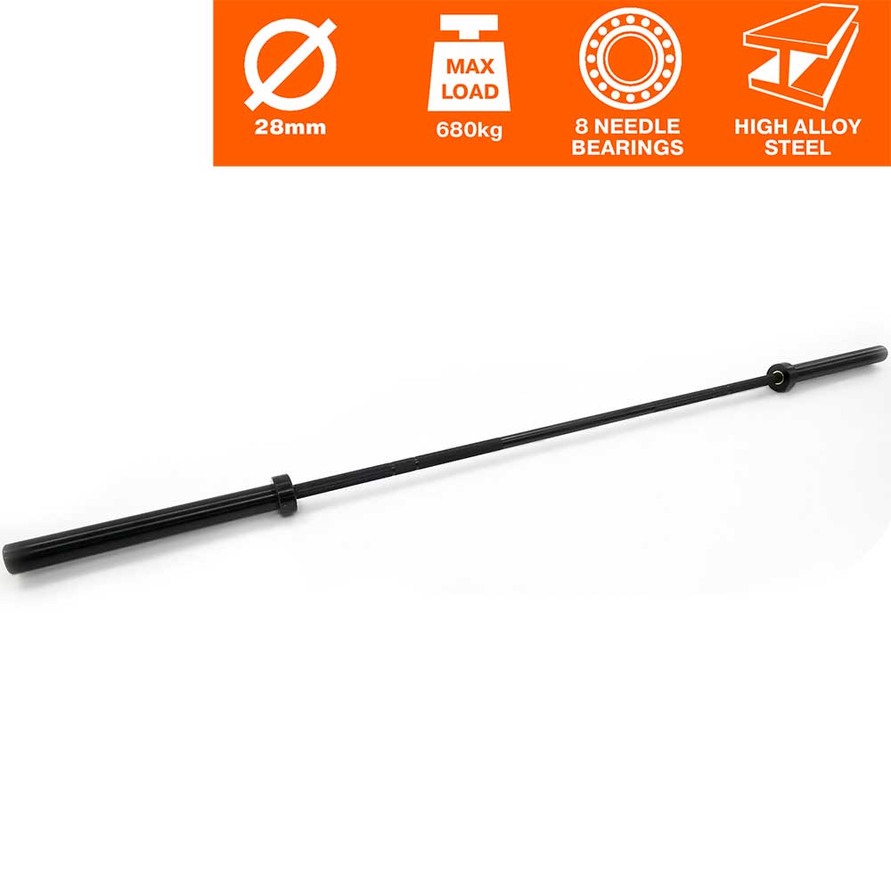Powercore Olympic Lifting Bar 8.0 Black (680kg/ 2.2m/ 28mm) (3 Year Warranty)