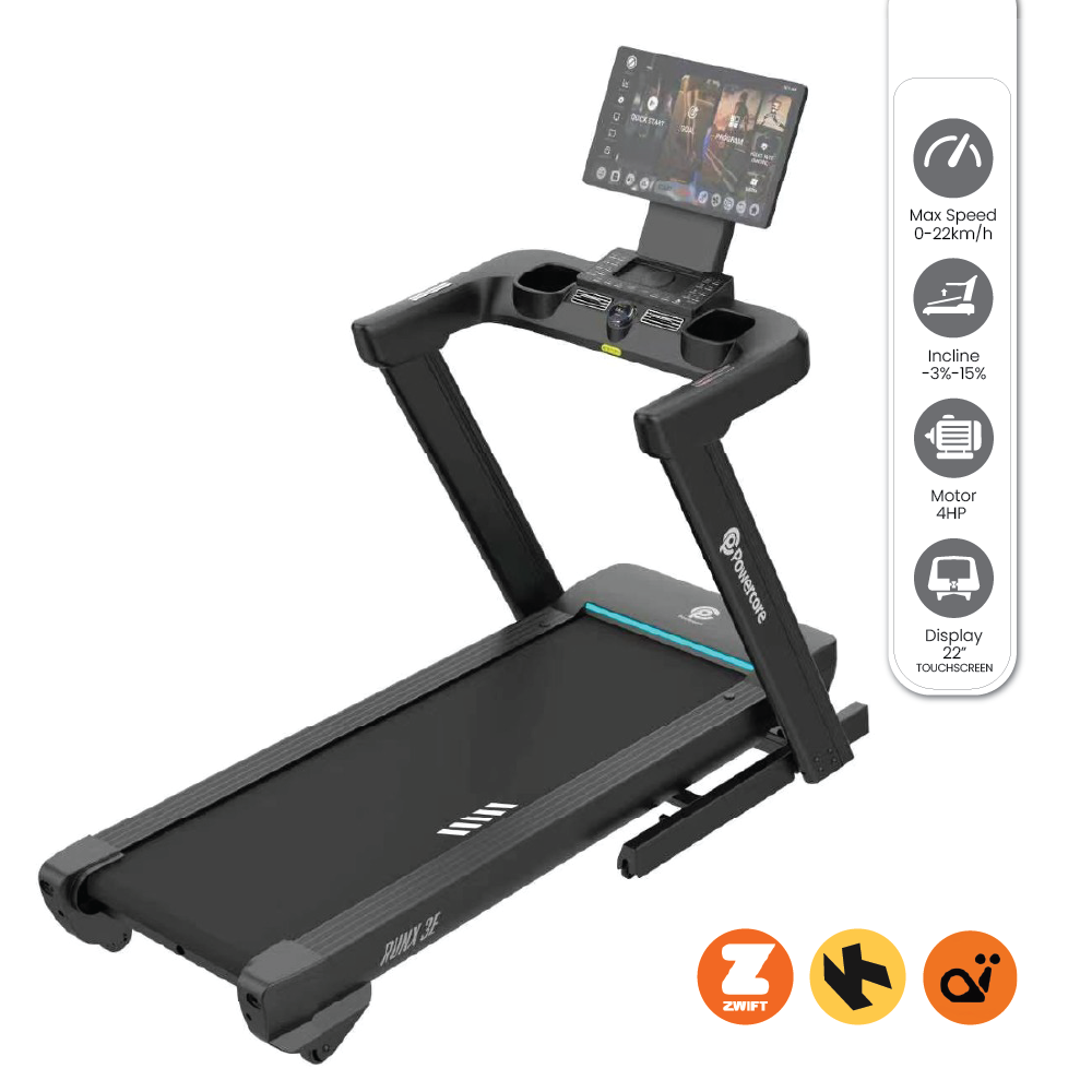 Powercore RunX 3E Treadmill - 4hp Touchscreen 22" (3 Year Warranty)