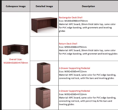 L Shape Wooden Office Desk - Image 2