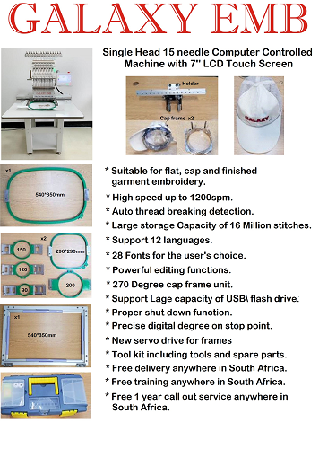 Galaxy - Single Head Industrial Embroidery Machine