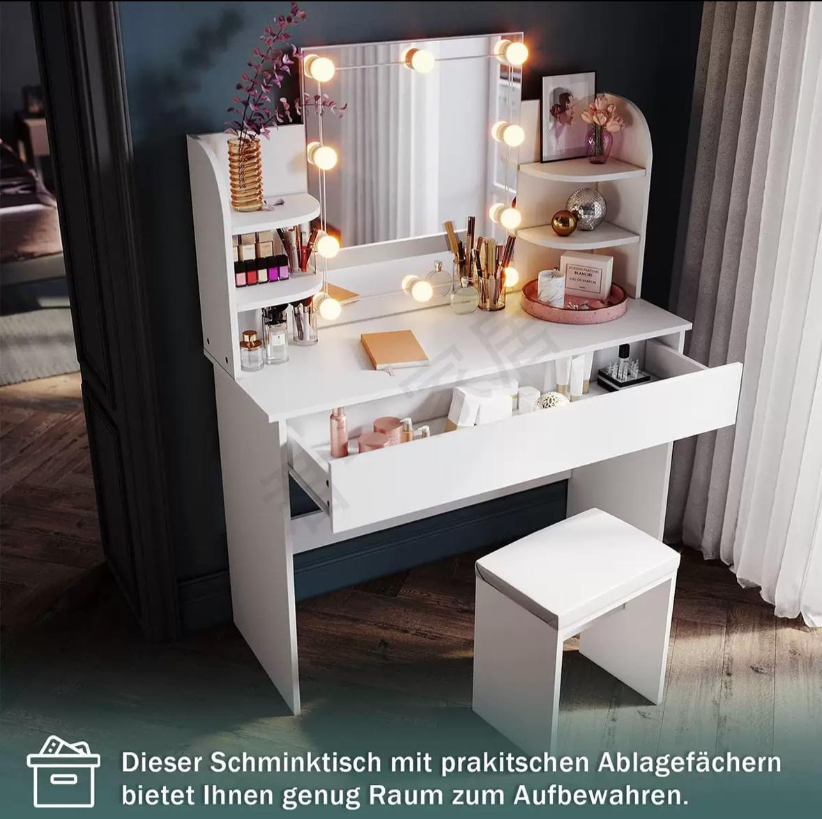 Makeup Mirror Table White Dressing Vanity Girls - Image 3