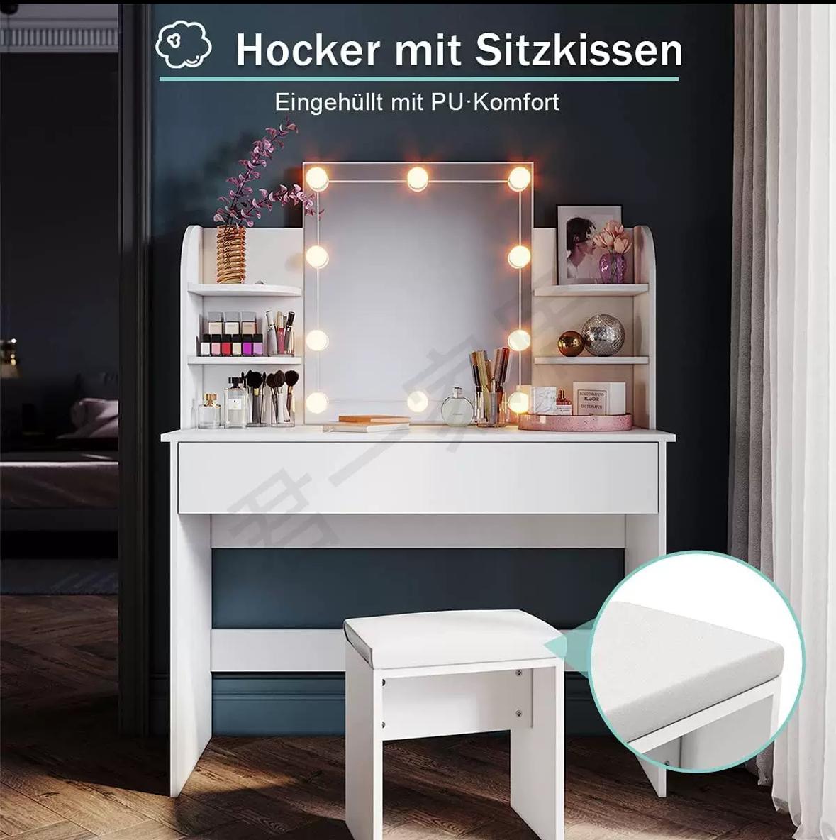 Makeup Mirror Table White Dressing Vanity Girls - Image 4