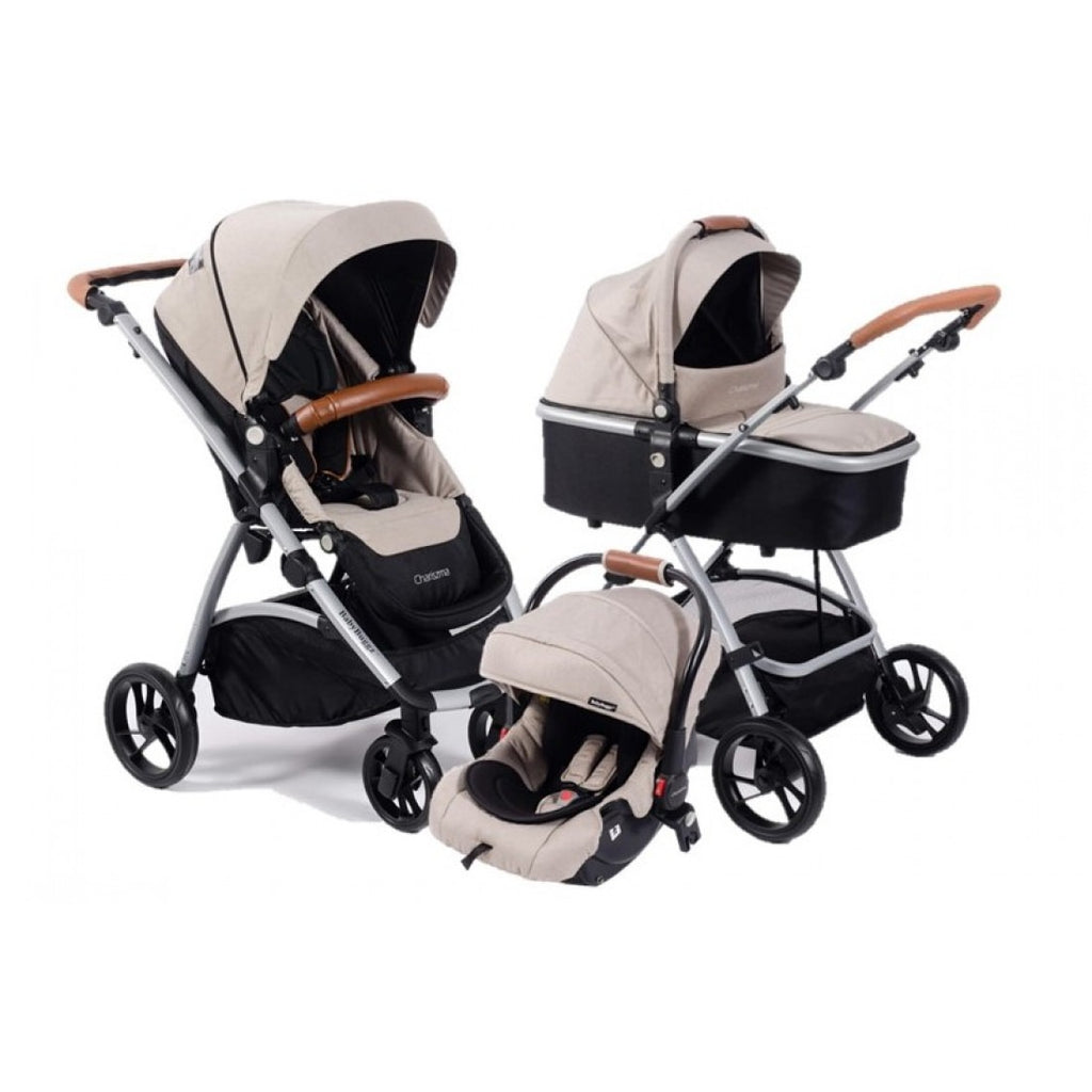 3-in-1 Baby Travel System, Luxury Stroller with Car Seat and Nappy Bag (Grey)