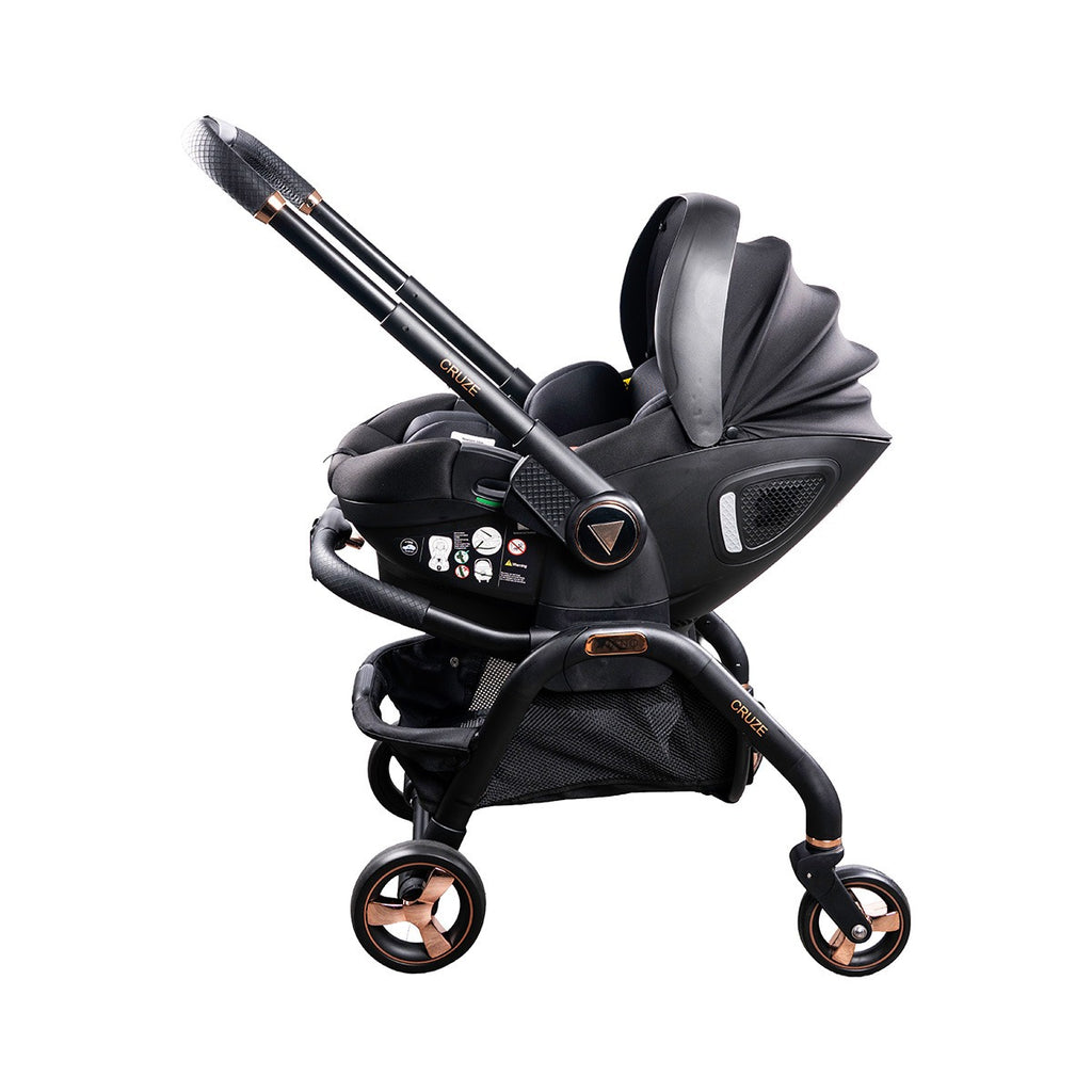 Viano Cruze Car Seat Stroller - Black and Rose Gold