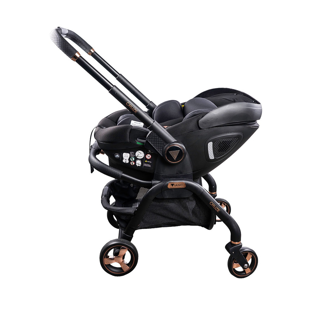 Viano Cruze Car Seat Stroller - Black and Rose Gold