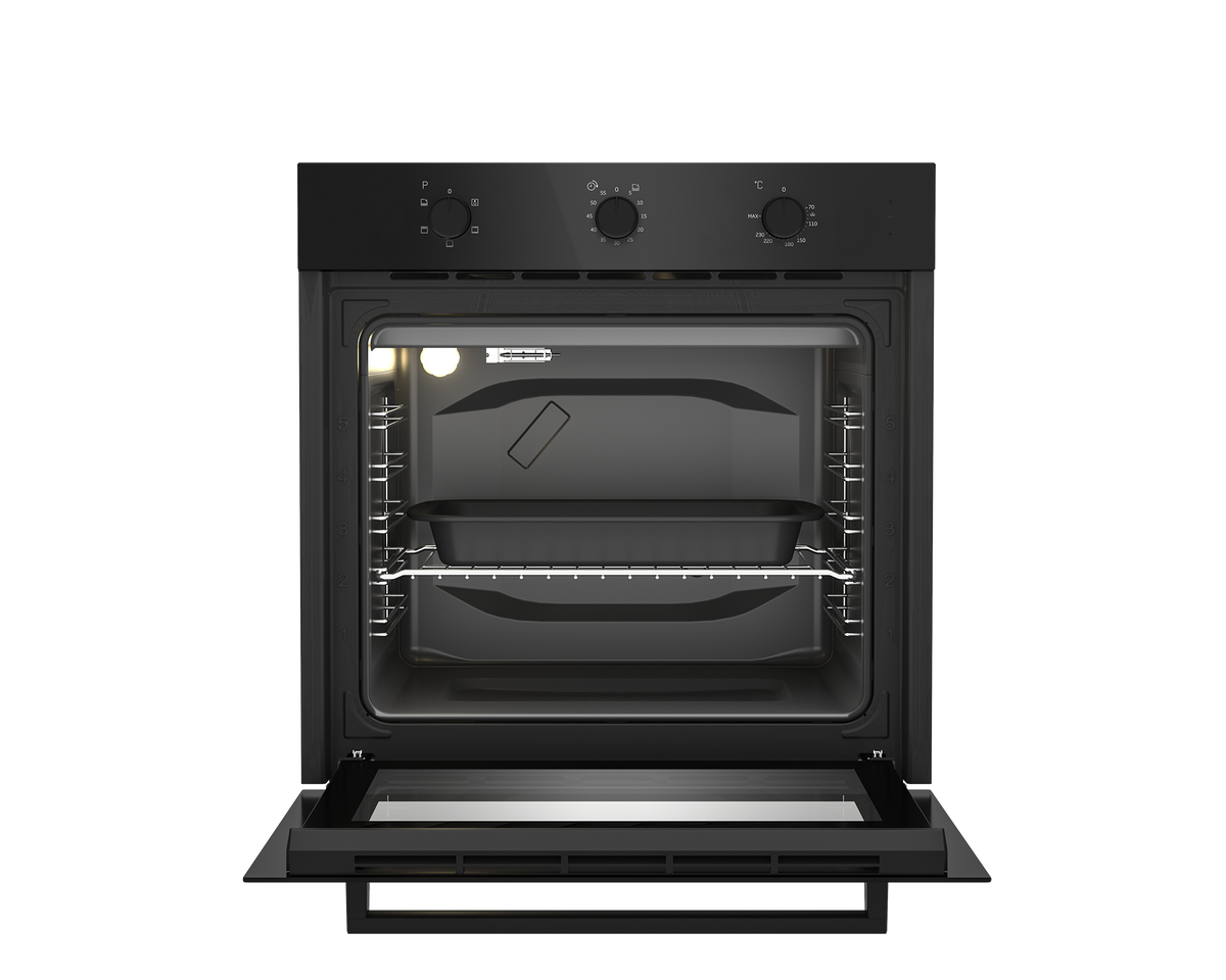 DEFY Slimline 600 Eye Level Black Glass Static Oven DBO483E