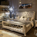 Bed Upholstered Tufted Mirrored /queen/king