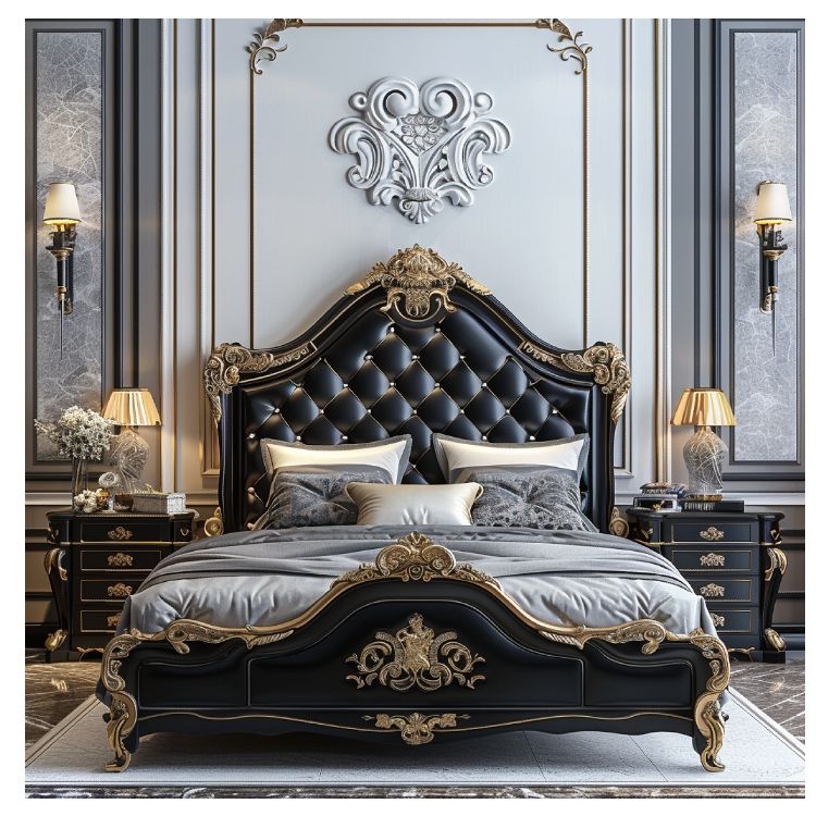 Bed Frame King Queen Size Beds Upholstered Solid - Image 2