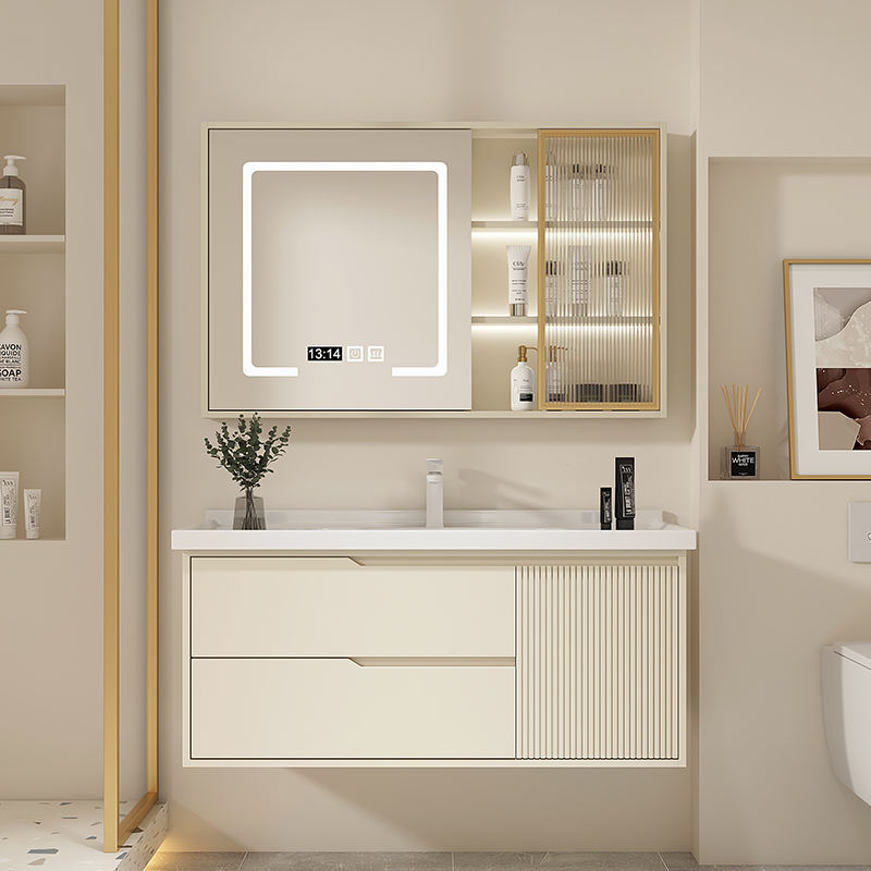 Bathroom Mirror Sink Storage Furniture White Color Vanity Wall - Image 2