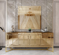 Luxury Stainless Steel Living Home Hotel Mirror Table Set Cabinet