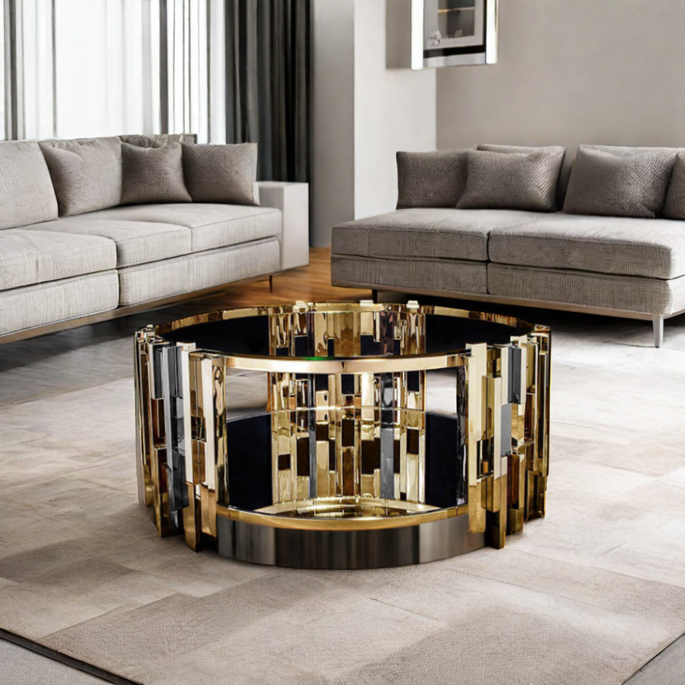 Luxury Modern Stainless Steel Glass Home Hotel Living Table