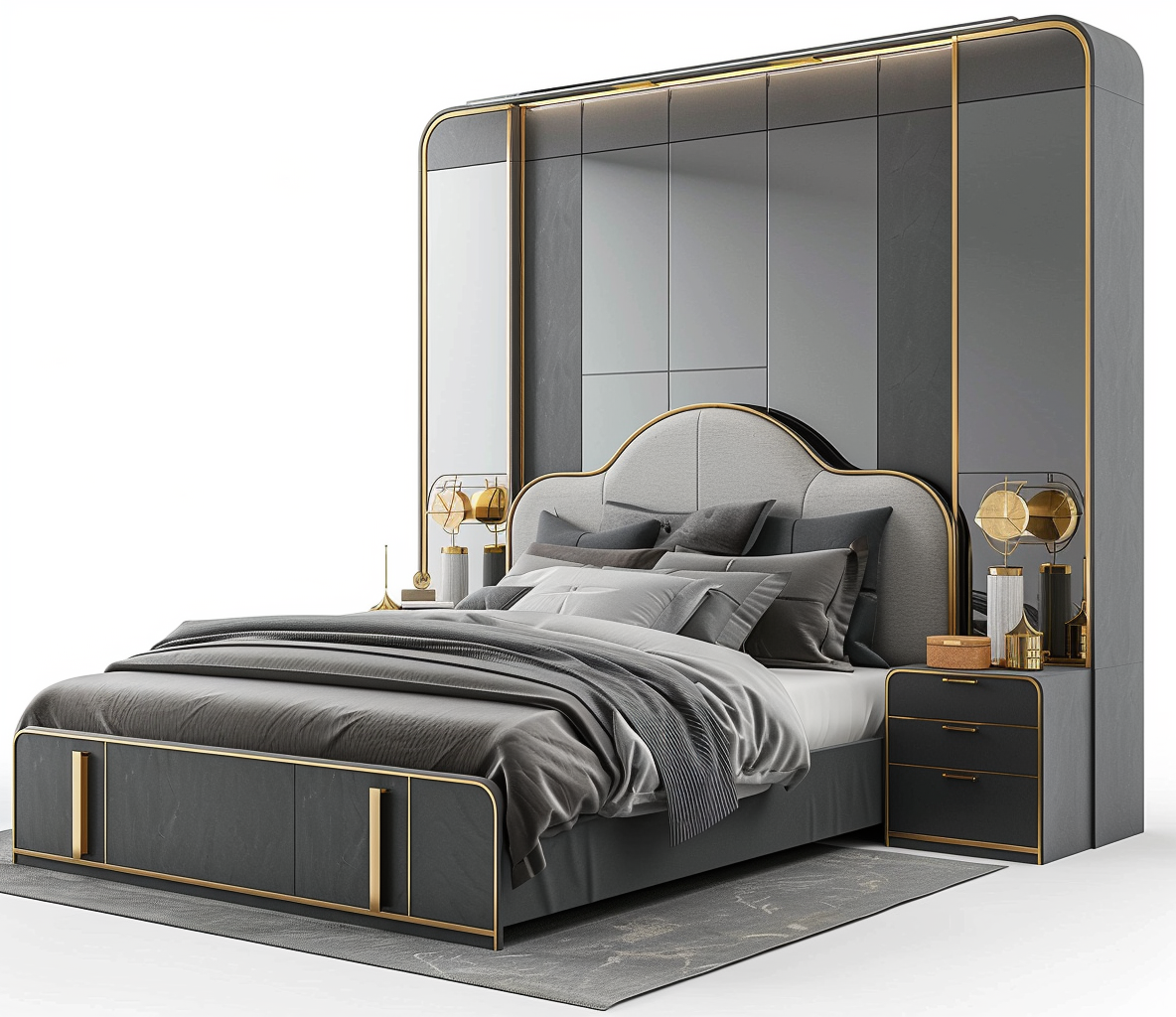 Modern Bedroom Set Full Luxurious King Furniture - Image 2