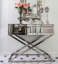 Stainless Steel Console Table Drawers Xavier Base Mirrored Hallway
