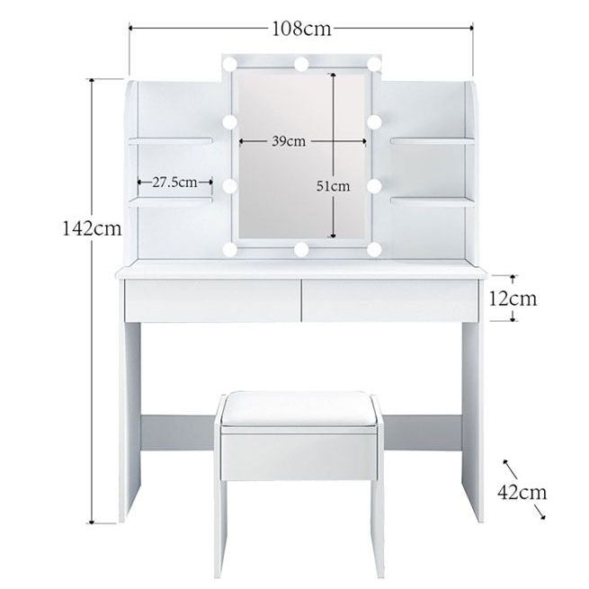 Makeup Mirror Table White Dressing Vanity Girls