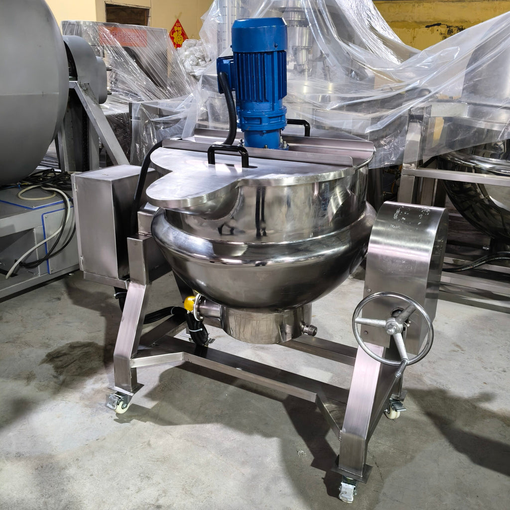 100L Industrial Electric Jacketed Cooking Kettle with Mixer - Image 2