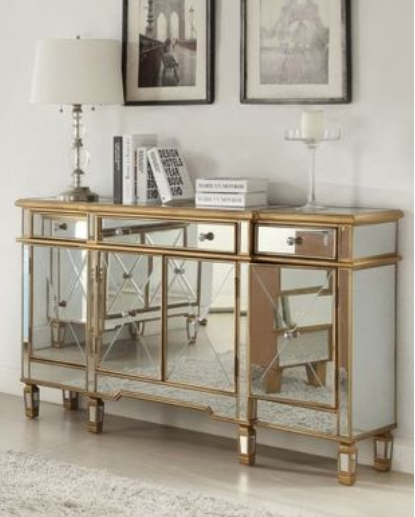 Elegant Gold Living Mirror Cabinet Console Table Mirror Cabinet - Image 2