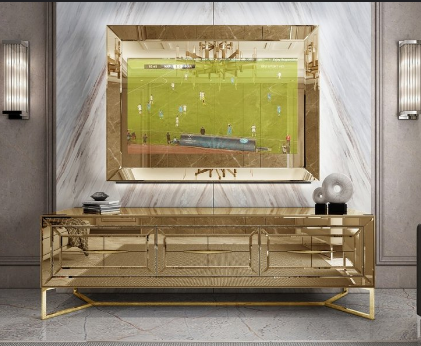 Luxury Stainless Steel Living Home Hotel Mirror Table Set Cabinet - Image 2