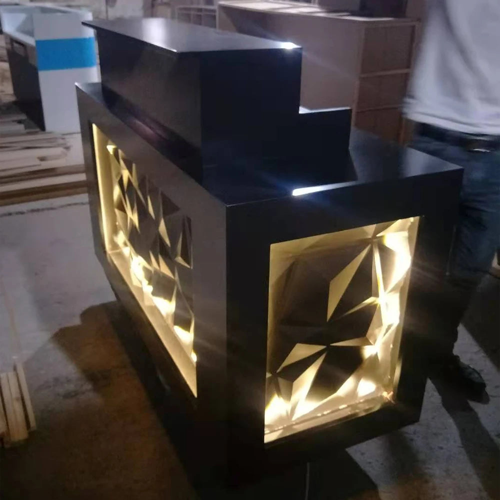 Black Acrylic Artificial Stone Reception Counter - Image 2