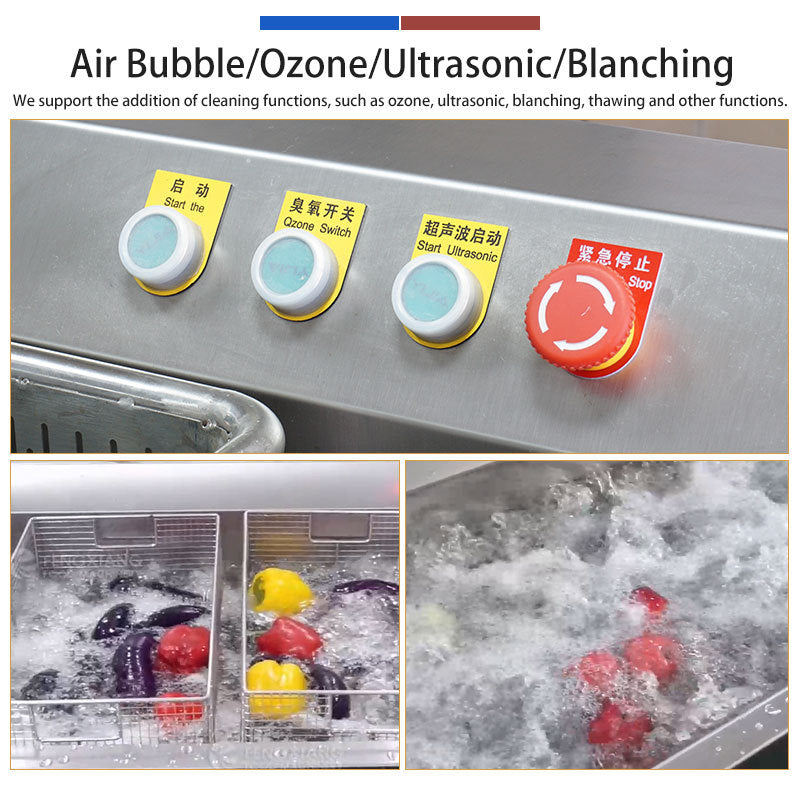 400–600 kg/h Commercial Ultrasonic Ozone Bubble Fruit and Vegetable Washer - Image 4