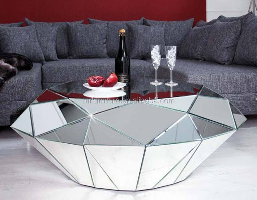 Modern Living Home Table Room Furniture Mirrored Diamond Shape Coffee - Image 2