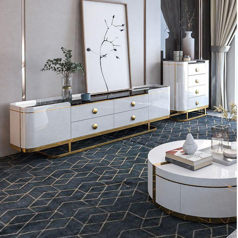 Modern Living Cabinet Spacious Wooden Drawers Style Room Decor - Image 2
