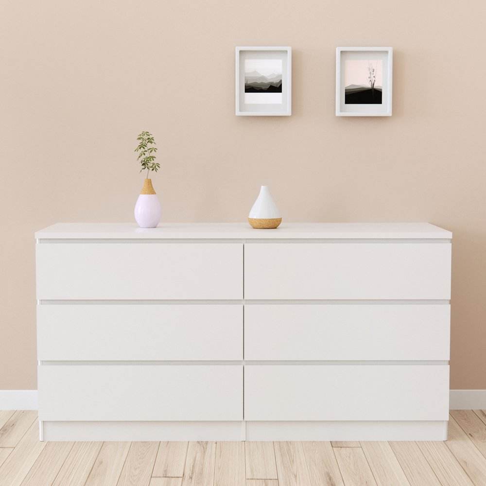 Bedroom 6-drawer Chest, 151 77cm, White