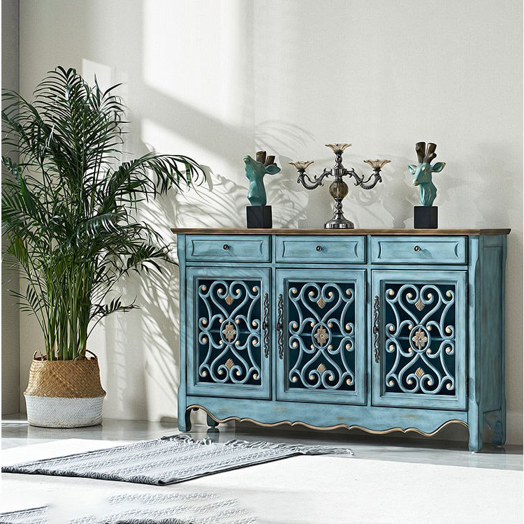 Wood Cabinet Country Shoe Carving Hallway Retro Hand-carved - Image 2