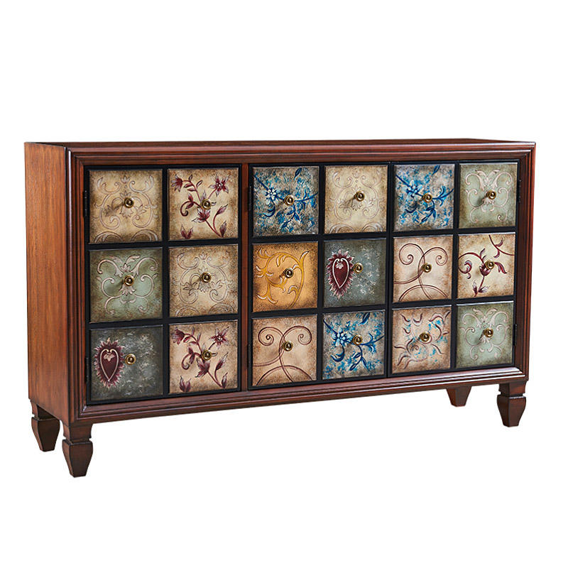 Vintage Cabinet Painted Drawer Furniture Retro Antique Rustic Wooden Chest - Image 2