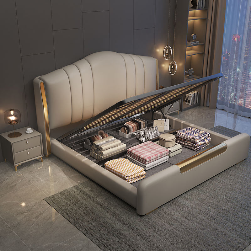 Luxury Leather Bed Italian High-end First Layer Cowhide 1.8m - Image 2