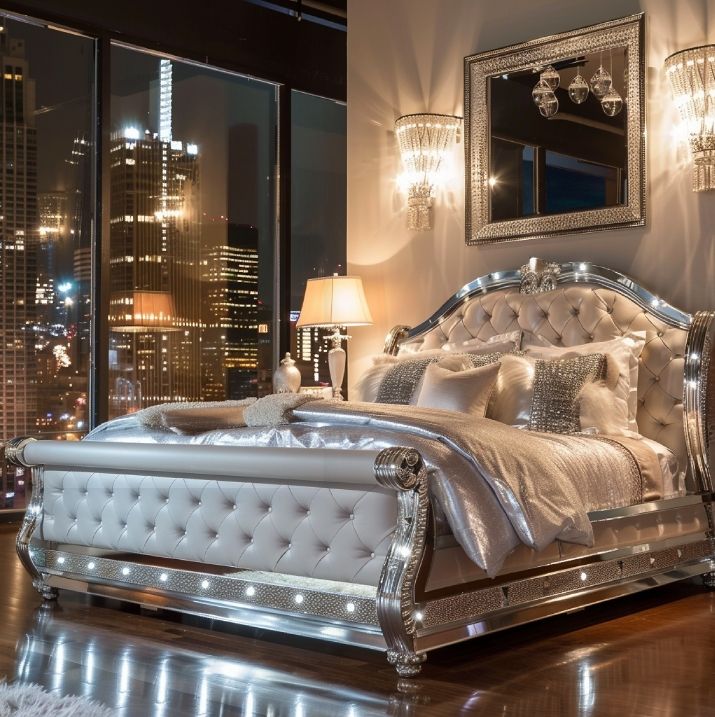 Bed Upholstered Tufted Mirrored /queen/king - Image 2