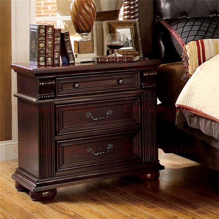 Luxury Leather Bedroom Set Antique Wooden Queen Cover - Image 3