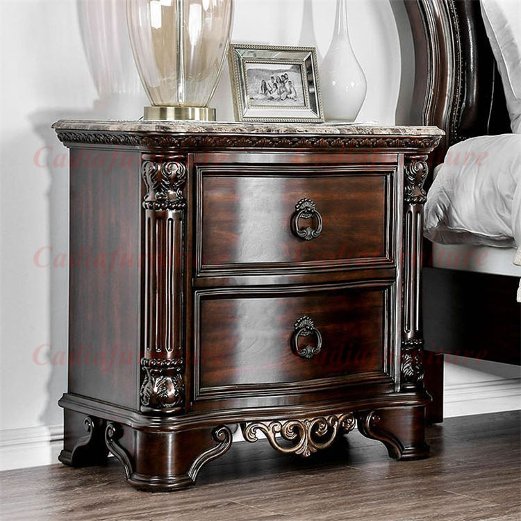 Luxury Wood Bedroom Antique French Furniture Brown Master - Image 2