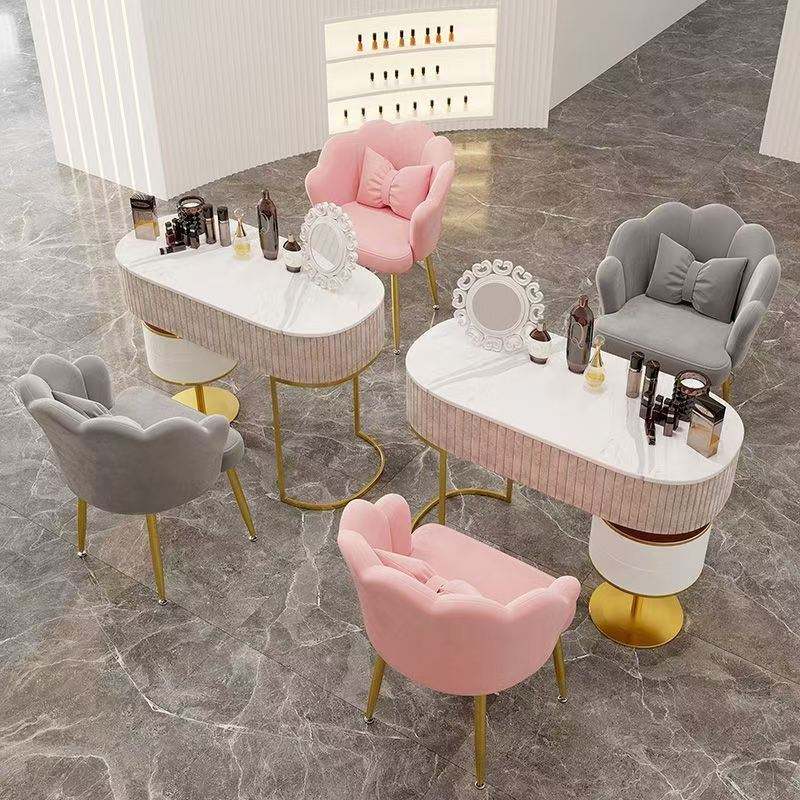 Luxury Makeup Home Bedroom Chair Stool Plush Casual Armchair Light - Image 2