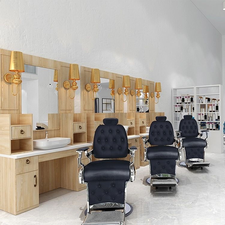 Wooden Salon Hairdressing Styling Mirror Station - Image 2