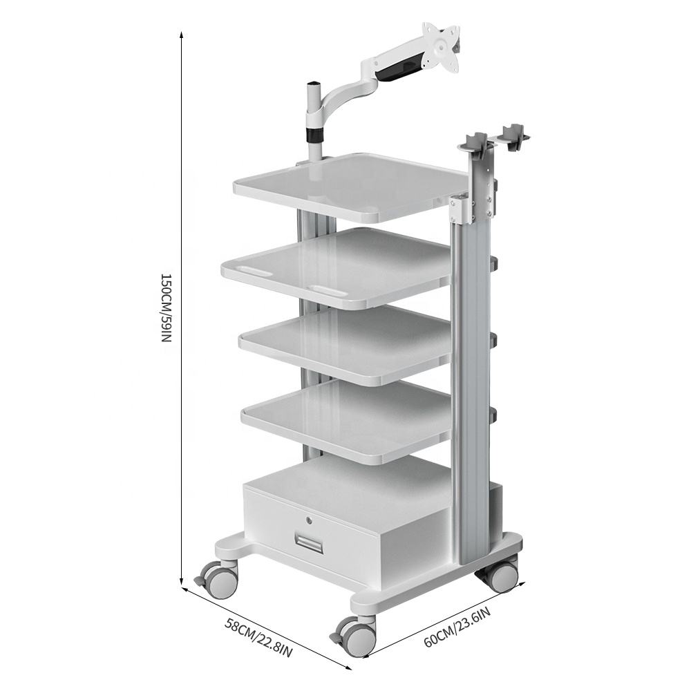 Hospital Mobile Workstation 4Layer Storage - Image 2